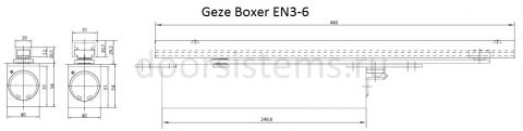 Габаритные размеры доводчика Geze Boxer EN3-6