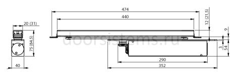 Габаритные размеры врезного доводчика Abloy DC860