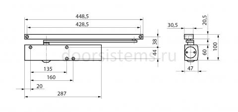 Габаритные размеры доводчика TS5000