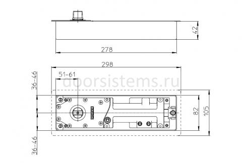 Габаритные размеры напольного доводчика Geze TS500