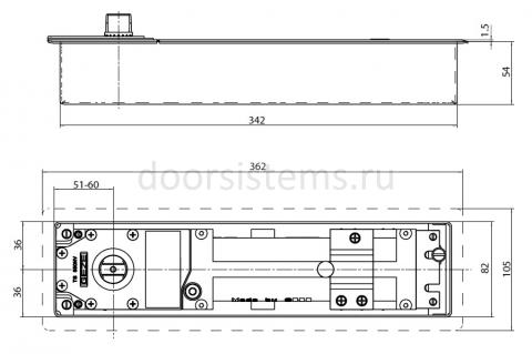 Габаритные размеры напольного доводчика Geze TS550