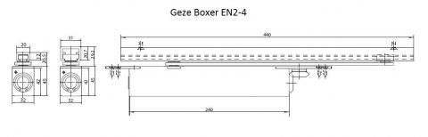 Габаритные размеры доводчика Geze Boxer EN2-4 Габаритные размеры доводчика Geze Boxer EN2-4