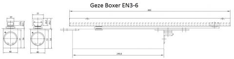 Габаритные размеры доводчика Geze Boxer EN3-6 Габаритные размеры доводчика Geze Boxer EN3-6