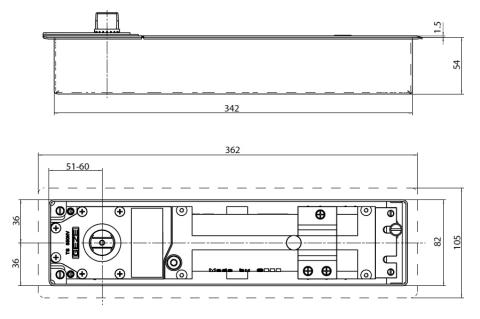 Габаритные размеры напольного доводчика Geze TS550